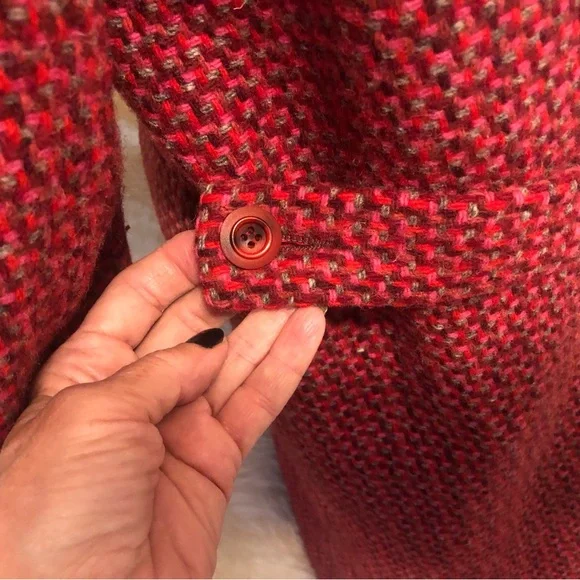 Harris tweed 100% Virgin Handwoven Scottish wool coat-Med. Red/pink multi - Picture 7 of 8